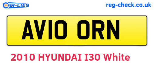 AV10ORN are the vehicle registration plates.