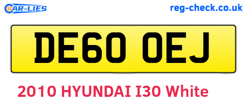 DE60OEJ are the vehicle registration plates.