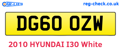 DG60OZW are the vehicle registration plates.