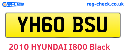 YH60BSU are the vehicle registration plates.