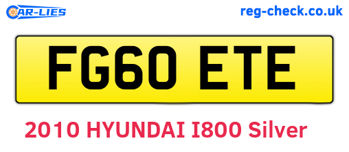 FG60ETE are the vehicle registration plates.