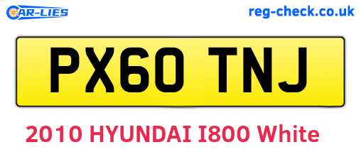 PX60TNJ are the vehicle registration plates.
