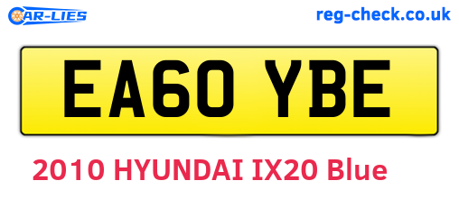 EA60YBE are the vehicle registration plates.