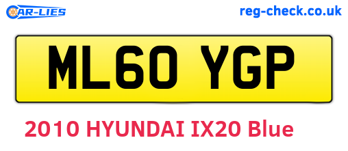 ML60YGP are the vehicle registration plates.