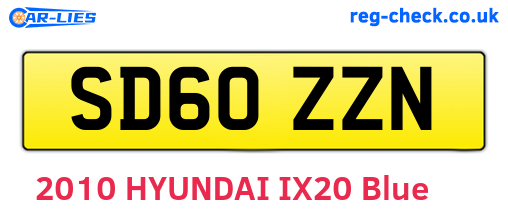 SD60ZZN are the vehicle registration plates.