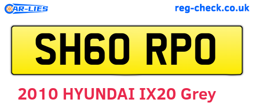 SH60RPO are the vehicle registration plates.
