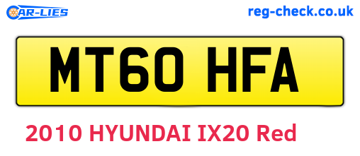 MT60HFA are the vehicle registration plates.