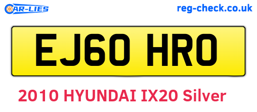 EJ60HRO are the vehicle registration plates.