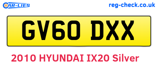 GV60DXX are the vehicle registration plates.