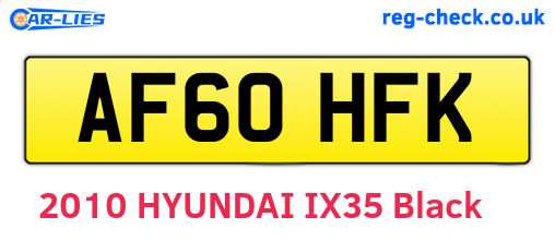 AF60HFK are the vehicle registration plates.