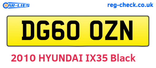 DG60OZN are the vehicle registration plates.
