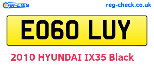 EO60LUY are the vehicle registration plates.
