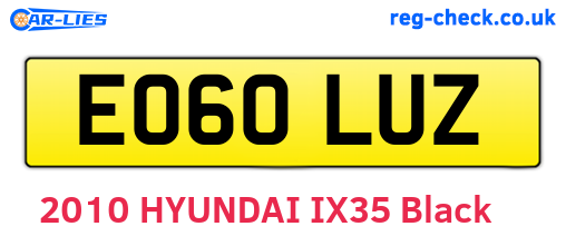 EO60LUZ are the vehicle registration plates.