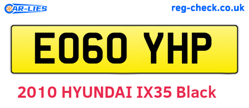 EO60YHP are the vehicle registration plates.