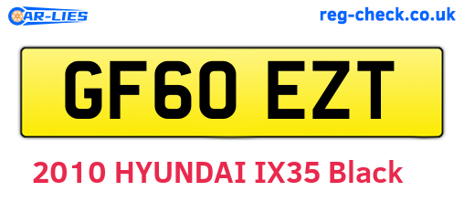 GF60EZT are the vehicle registration plates.