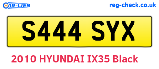 S444SYX are the vehicle registration plates.