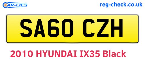 SA60CZH are the vehicle registration plates.