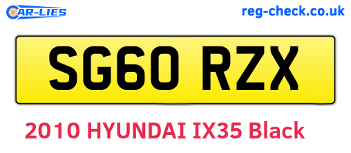 SG60RZX are the vehicle registration plates.