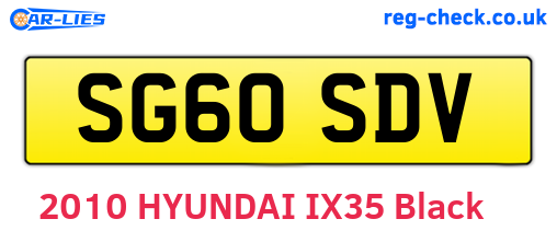 SG60SDV are the vehicle registration plates.