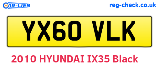 YX60VLK are the vehicle registration plates.