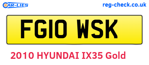 FG10WSK are the vehicle registration plates.