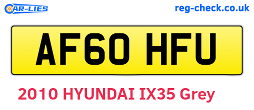 AF60HFU are the vehicle registration plates.