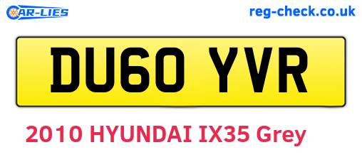 DU60YVR are the vehicle registration plates.