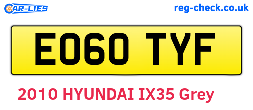EO60TYF are the vehicle registration plates.