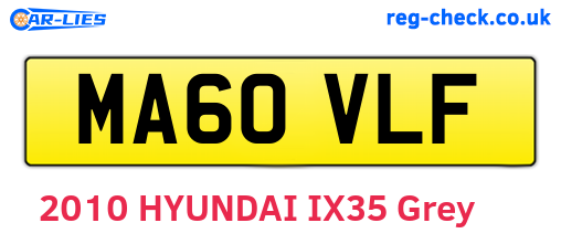 MA60VLF are the vehicle registration plates.
