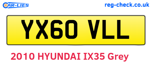 YX60VLL are the vehicle registration plates.