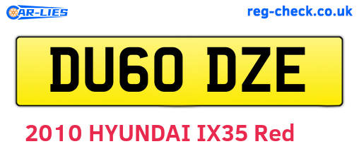 DU60DZE are the vehicle registration plates.