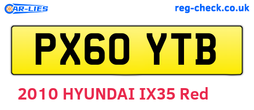 PX60YTB are the vehicle registration plates.