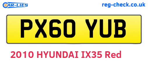 PX60YUB are the vehicle registration plates.