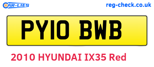 PY10BWB are the vehicle registration plates.
