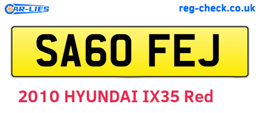 SA60FEJ are the vehicle registration plates.