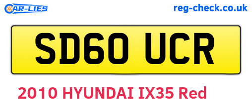 SD60UCR are the vehicle registration plates.
