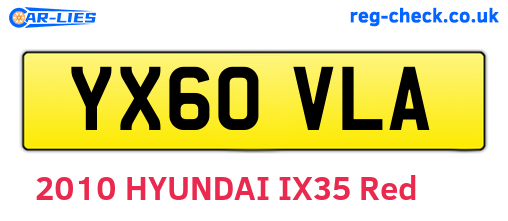 YX60VLA are the vehicle registration plates.