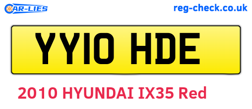 YY10HDE are the vehicle registration plates.