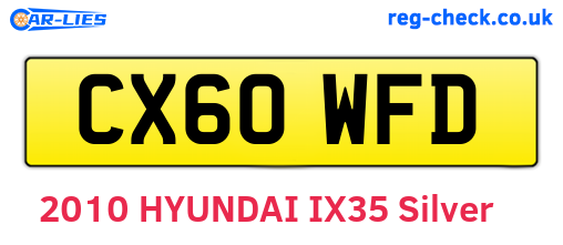 CX60WFD are the vehicle registration plates.