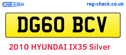DG60BCV are the vehicle registration plates.