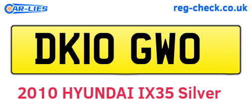 DK10GWO are the vehicle registration plates.