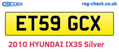 ET59GCX are the vehicle registration plates.