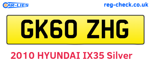 GK60ZHG are the vehicle registration plates.