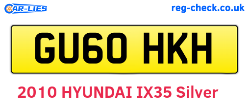 GU60HKH are the vehicle registration plates.