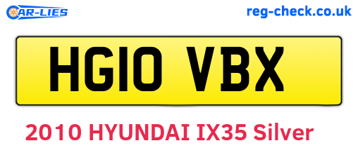 HG10VBX are the vehicle registration plates.