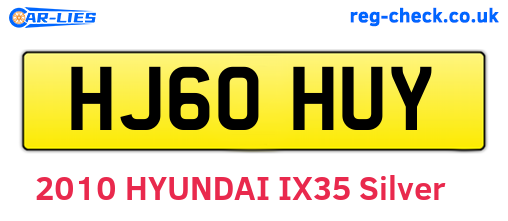 HJ60HUY are the vehicle registration plates.