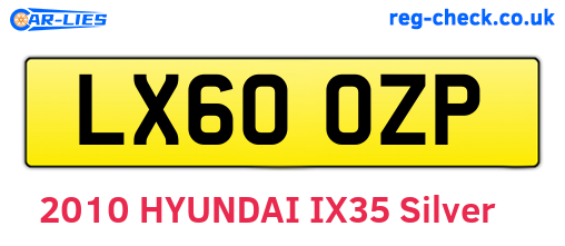 LX60OZP are the vehicle registration plates.