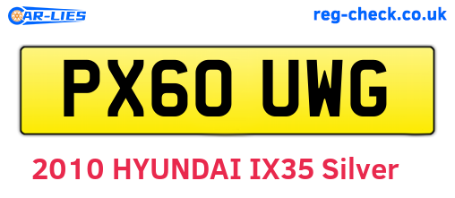 PX60UWG are the vehicle registration plates.