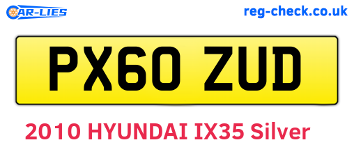 PX60ZUD are the vehicle registration plates.
