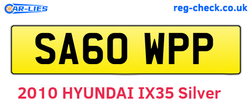 SA60WPP are the vehicle registration plates.